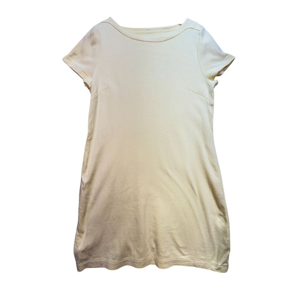 Talbots T-Shirt Dress Womens XLp Butter Yellow Cotton Dress Casual Pullover